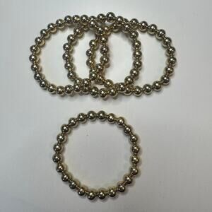 Waterproof Gold Beaded Stretch Bracelet – Charm Base or Stackable